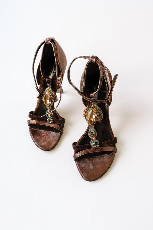 Elegant Vic Matié Suède & Swarovski Sandalen – Maat 37, Kleding | Dames, Schoenen, Gedragen, Schoenen met hoge hakken, Bruin, Ophalen of Verzenden