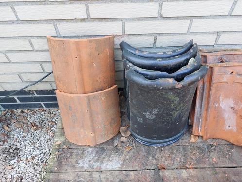 Nokpan zwart geglazuurd & gevelpan rechts, Doe-het-zelf en Bouw, Dakpannen en Dakbedekking, Gebruikt, Zwart, Ophalen
