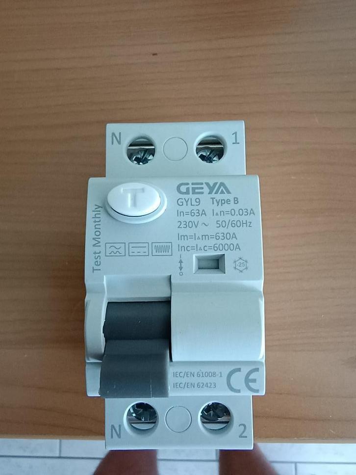 Differentieel, 2 polig, 63A, 30 mA, type B, nieuw, Doe-het-zelf en Bouw, Elektriciteit en Kabels, Nieuw, Overige typen, Ophalen