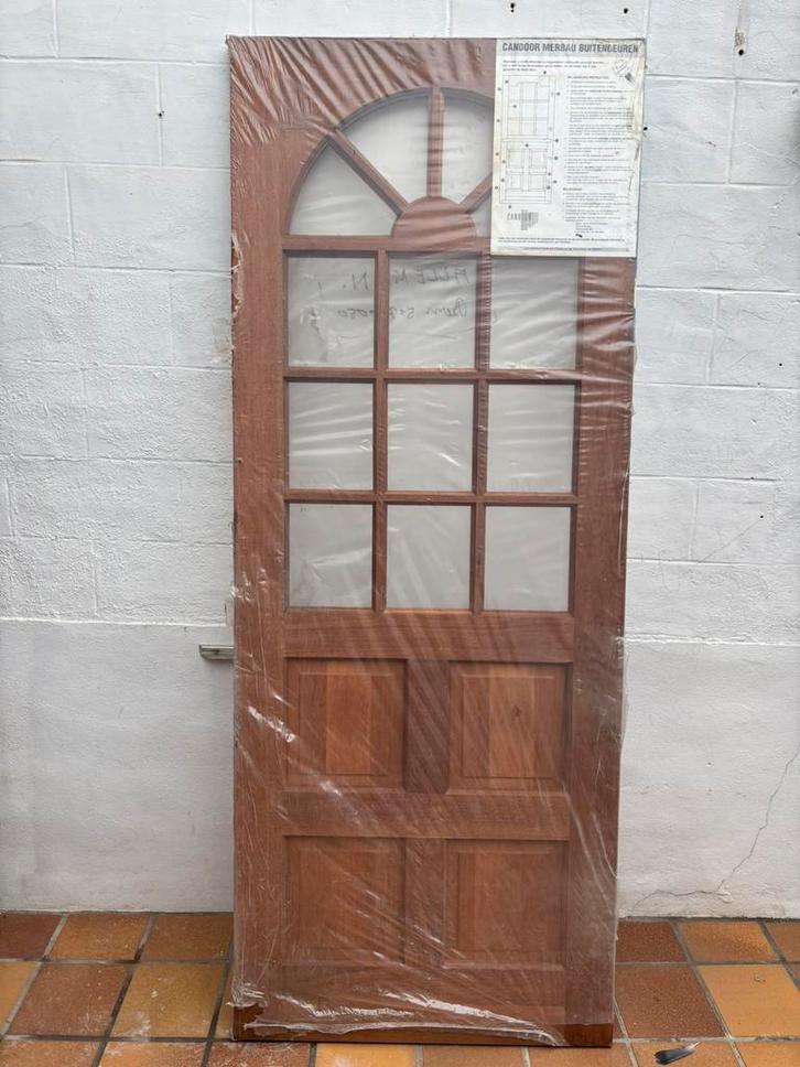 NIEUW hardhouten buitendeurblad., Doe-het-zelf en Bouw, Deuren en Vliegenramen, Buitendeur, Ophalen