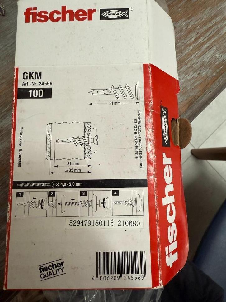Fischer metalen gipsplaatbevestigingen, GKM, 4,0-5,0 mm, Doe-het-zelf en Bouw, Gereedschapskisten, Nieuw, Ophalen