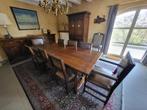 eettafel "Queen Anne" + 6 stoelen + 2 armstoelen, Ophalen, Gebruikt, Eikenhout, 200 cm of meer