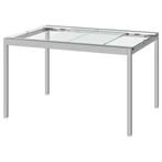 Uitschuifbare tafel transparant glas/chrome van IKEA, Maison & Meubles, Tables | Tables à manger, Métal, Rectangulaire, 50 à 100 cm