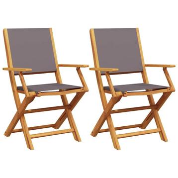 Tuinstoelen 2 st inklapbaar acaciahout en stof beschikbaar voor biedingen