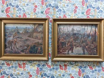 2 Kadertjes WWI oorlogstaferelen aan de Ijzer. 0486 215927  beschikbaar voor biedingen