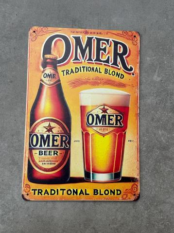 Plakkaat / bier bord omer 20x30cm, Enlèvement ou Envoi, Comme neuf, Panneau publicitaire