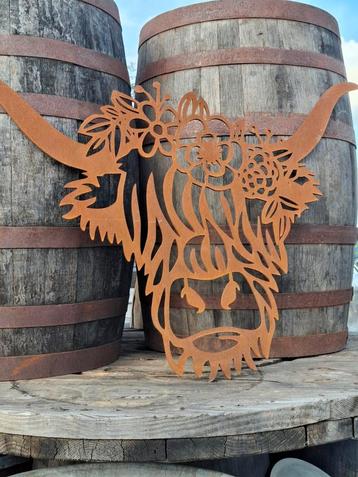 Schotse hooglander in cortenstaal!  97cm x 65cm x 0.5cm dik beschikbaar voor biedingen