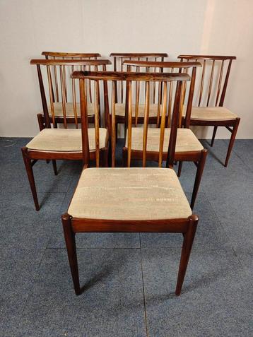 6 vintage palissanderhout eetkamerstoelen jaren 60 beschikbaar voor biedingen