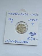 Nederlands indie 1/10 gulden 1945 P  AG UNC geres, Ophalen of Verzenden