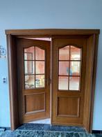 Massieve houten dubbele deur met glas – compleet (200-300€), Doe-het-zelf en Bouw, Deuren en Vliegenramen, Ophalen, Gebruikt, 120 cm of meer