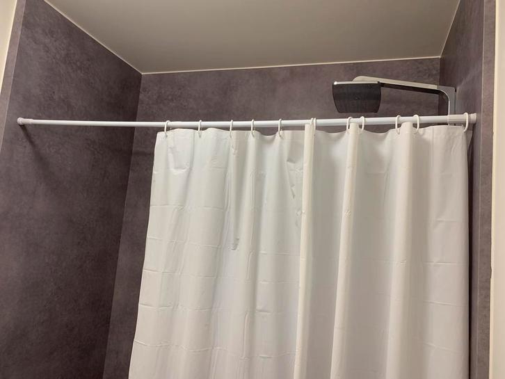 Douchegordijn met douchegordijnstang, Huis en Inrichting, Badkamer | Badtextiel en Accessoires, Zo goed als nieuw, Overige typen