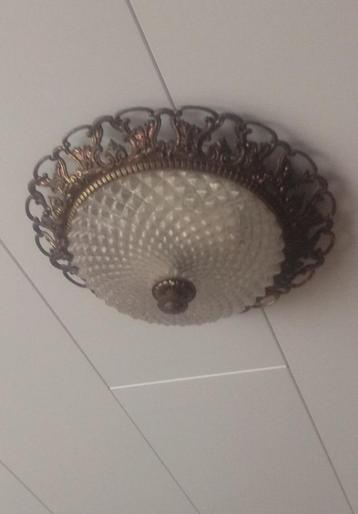 Vintage Barok Klassieke Kristallen Plafonnière Messing 4 stu beschikbaar voor biedingen