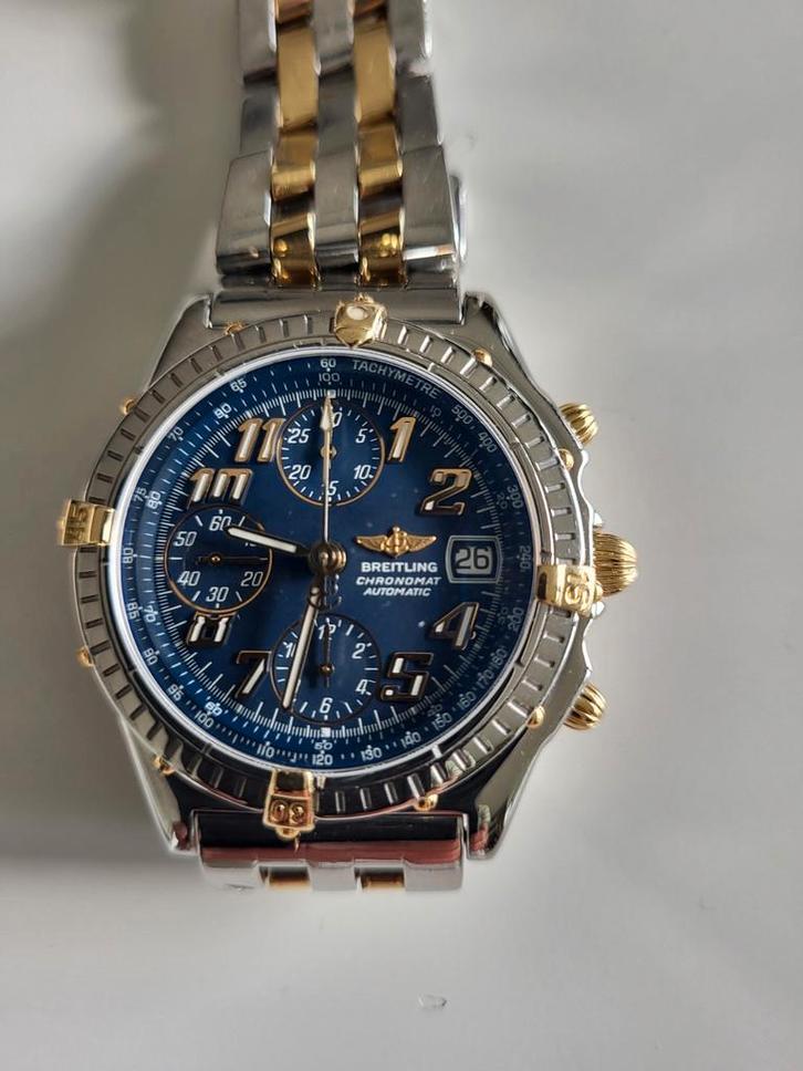 BREITLING CHRONOMAT GOUD STAAL, Handtassen en Accessoires, Horloges | Heren, Zo goed als nieuw, Breitling, Goud, Goud, Ophalen