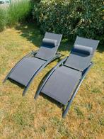 2 ligbedden met kussentje, Tuin en Terras, Ligbedden, Ophalen, Zo goed als nieuw, Aluminium, Verstelbaar