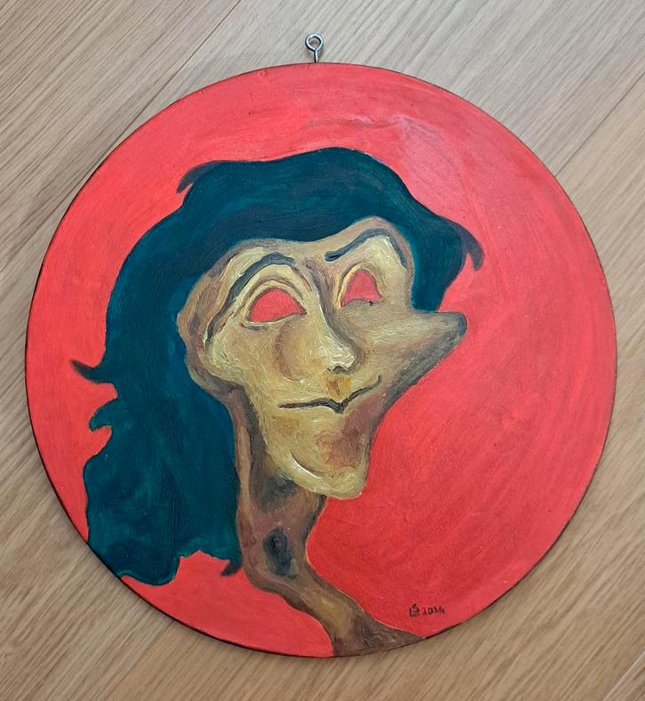 Tableau moderne recto-verso – huile sur bois bombé, Antiquités & Art, Art | Peinture | Moderne, Enlèvement ou Envoi