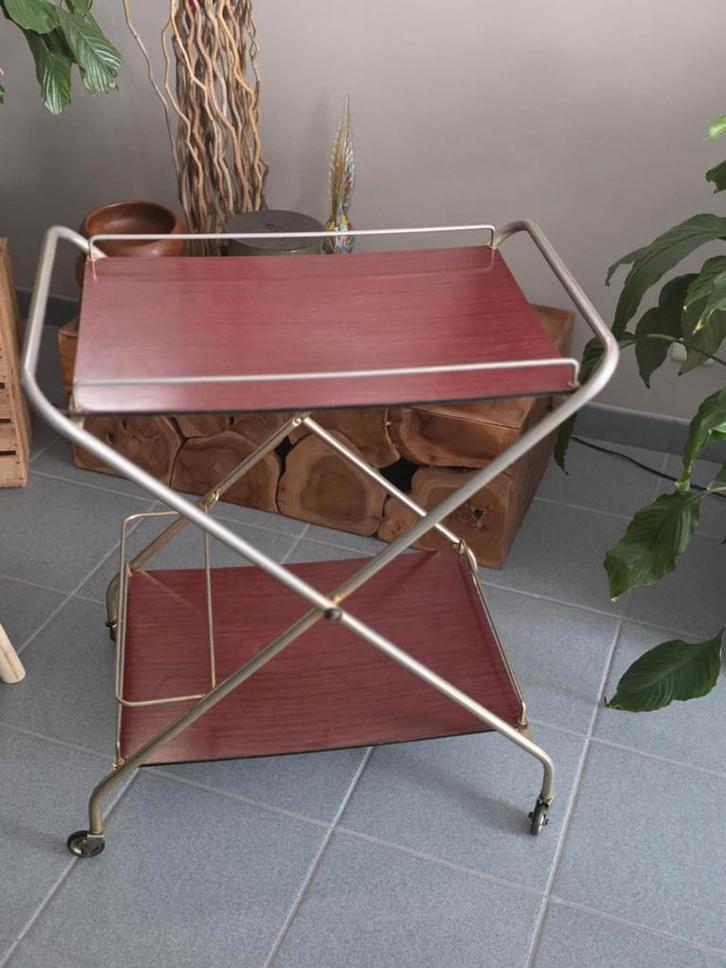 Desserte/bar en acier et formica années 60-70, Maison & Meubles, Tables | Tables de salon, Enlèvement