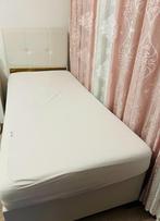 1 persoon bed + matras met opbergen, Leder, 90 cm, Eenpersoons, Wit