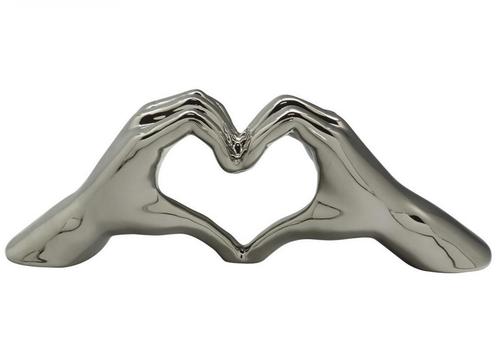 Beeld zilver keramiek:  Hart  Handen - aanbieding!, Huis en Inrichting, Woonaccessoires | Overige