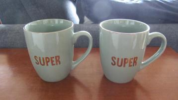 Mugs tasses vert et doré SUPER
