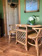 Retro vintage bistroset tafel stoel rotan bamboe rieten, Ophalen of Verzenden