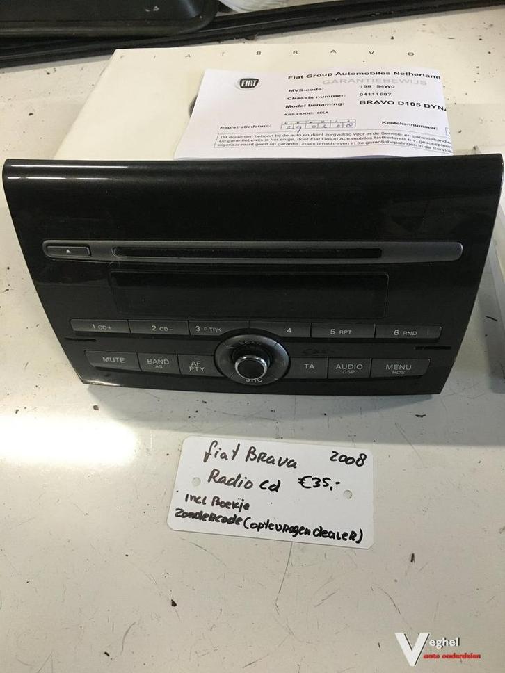 Fiat Bravo  1.6 diesel  2008  Radio Cd speler, Auto diversen, Autoradio's, Gebruikt, Ophalen of Verzenden