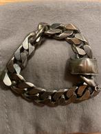 Herenarmband merk WDTS zilver geoxideerd staal 20 cm, Staal, Ophalen of Verzenden, Zo goed als nieuw, Met bedels of kralen