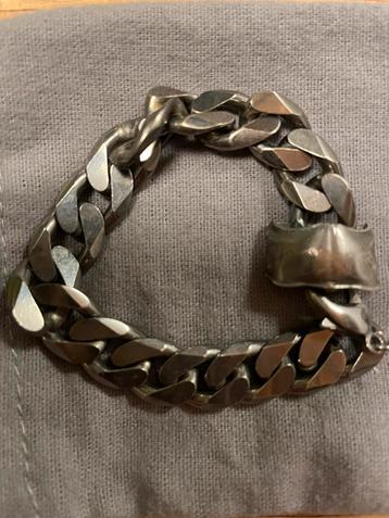 Herenarmband merk WDTS zilver geoxideerd staal 20 cm beschikbaar voor biedingen