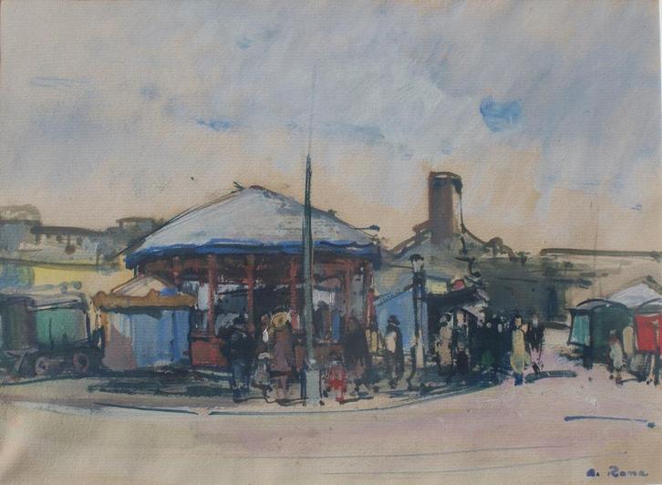 Bela Adelbert Rona (1907-1977): Kermis (45 x 38 cm), Antiek en Kunst, Kunst | Schilderijen | Klassiek, Ophalen of Verzenden