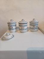 3 antieke voorraadpotjes 4 dekseltje porselein delfts blauw, Antiek en Kunst, Ophalen of Verzenden
