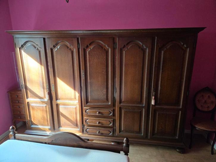 klasieke donker Eiken slaapkamer, Huis en Inrichting, Slaapkamer | Complete slaapkamers, Gebruikt, Ophalen