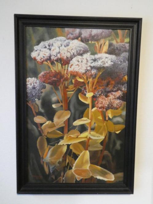 Schilderij Maria Wauman / Sedum en de eerste vorst, Antiek en Kunst, Kunst | Schilderijen | Klassiek, Ophalen of Verzenden