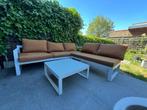 Loungeset incl. tafel met glazen plaat, 5 zitplaatsen, Gebruikt, Bank, Aluminium