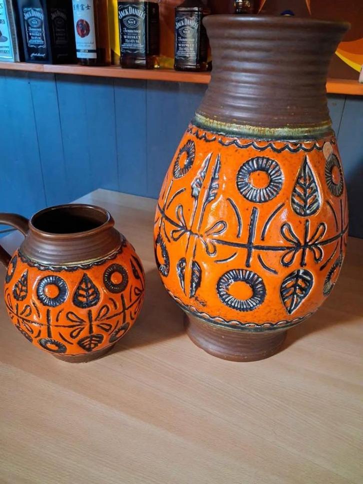 Set van keramische vaas en kruik. Jaar 70'. Duitsland, Antiek en Kunst, Antiek | Keramiek en Aardewerk, Ophalen