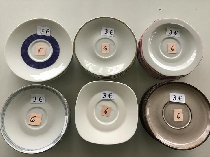 6 setjes ondertassen aan 3 euro per setje en meer andere, Huis en Inrichting, Keuken | Servies, Zo goed als nieuw, Ophalen of Verzenden