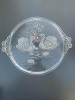 Assiette à gâteau en verre Walther avec cygnes, Verre, Enlèvement, Utilisé, Balance ou Balances