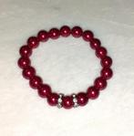 parelarmband rode parels met strass, Synthétique ou Plastique, Avec strass, Envoi, Neuf
