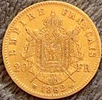 Munt 20 frank goud Napoleon III 1862 BB, België, Goud