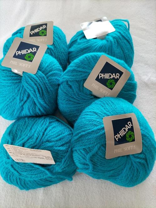 Phildar Phil'Softs blauwe garenbal (6 ballen)., Hobby en Vrije tijd, Breien en Haken, Machine, Ophalen of Verzenden