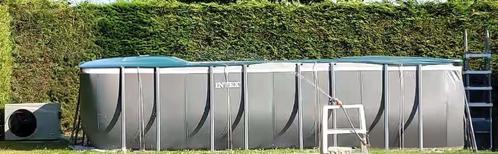 Intex ultra frame pool 549x274x132 + zandfilter + warmtepomp, Tuin en Terras, Zwembaden, Gebruikt, Opzetzwembad, 120 cm of meer
