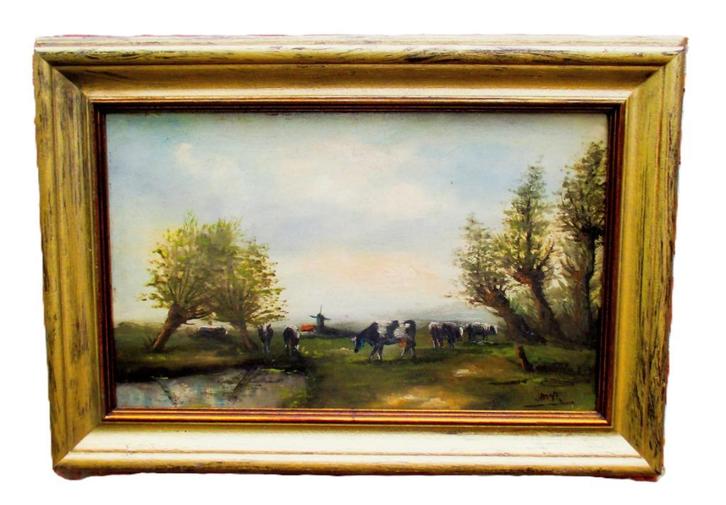 19  eeuws polderlandschap met koeien ., Antiek en Kunst, Kunst | Schilderijen | Klassiek, Ophalen of Verzenden