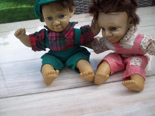 koppeltje mooie antieke lappen poppen. (boeren kindjes), Verzamelen, Poppen, Zo goed als nieuw, Overige typen, Ophalen of Verzenden