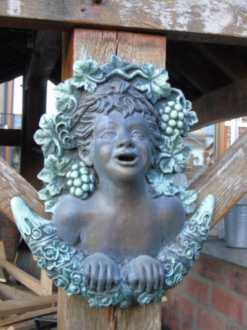 bronzen waterstraal, muurfronton, vijver, fontein, Tuin en Terras, Waterpartijen en Fonteinen, Nieuw, Fontein, Overige materialen