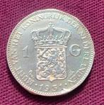 Nederlandsche zilveren 1 gulden 1931, Zilver, Koningin Wilhelmina, 1 gulden, Ophalen of Verzenden