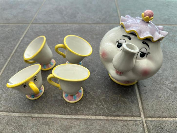 Vintage Belle & Het Beest: Mrs Potts + Chip, Verzamelen, Disney, Nieuw, Beeldje of Figuurtje, Assepoester of Belle, Ophalen