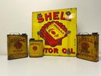 Oude Shell olie blikken en reclame borden, Verzamelen, Merken en Reclamevoorwerpen, Reclamebord, Gebruikt, Ophalen of Verzenden