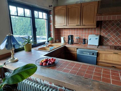 Volledige eiken keuken te koop in Hove, Huis en Inrichting, Keuken | Complete keukens, Gebruikt, U-keuken, Bruin, Graniet of Steen