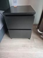 Ikea Malm Nachtkastje Zwartbruin, 45 à 65 cm, Comme neuf, Enlèvement, 55 à 70 cm