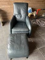 Lederen fauiteul met voetbank, Huis en Inrichting, Ophalen, Zo goed als nieuw, Leer, Klassiek