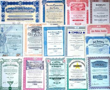 Verzameling 15X aandelen Belgisch Congo 1925-1961 beschikbaar voor biedingen