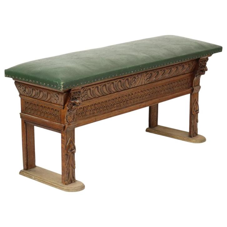 Antieke Zitbank Gesculpteerd Eikenhout Kerk Renaissance, Antiek en Kunst, Curiosa en Brocante, Ophalen